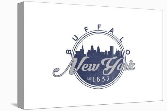 Buffalo, New York - Skyline Seal (Blue)-Lantern Press-Stretched Canvas