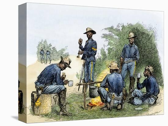 Buffalo Soldiers around a Campfire, 1880s-null-Premier Image Canvas