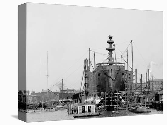 Building a Warship, Cramps I.E. William Cramp Sons Ship and Engine Building Company Shipyard-null-Stretched Canvas