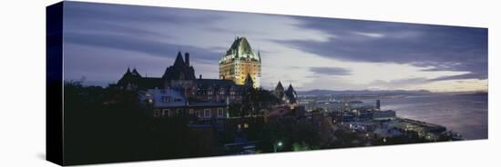 Building Lit Up at Dusk, Chateau Frontenac, Quebec City, Quebec, Canada-null-Premier Image Canvas