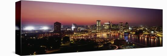 Buildings Lit Up at Dusk, Baltimore, Maryland, USA-null-Premier Image Canvas