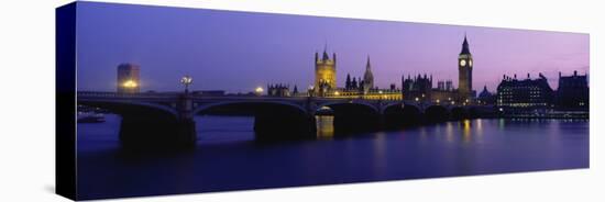 Buildings Lit Up at Dusk, Big Ben, Houses of Parliament, London, England-null-Premier Image Canvas