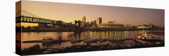 Buildings Lit Up at Dusk, Cincinnati, Ohio, USA-null-Premier Image Canvas