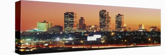 Buildings Lit Up at Dusk, Fort Worth, Texas, USA-null-Premier Image Canvas