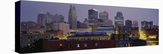 Buildings Lit Up at Dusk, Kansas City, Missouri, USA-null-Premier Image Canvas