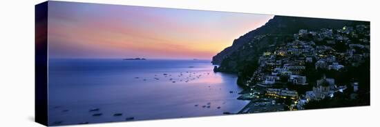 Buildings Lit Up at Night, Positano, Amalfi, Amalfi Coast, Campania, Italy-null-Premier Image Canvas