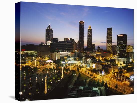 Buildings Lit Up at Sunset, Centennial Olympic Park, Atlanta, Georgia, USA-null-Premier Image Canvas