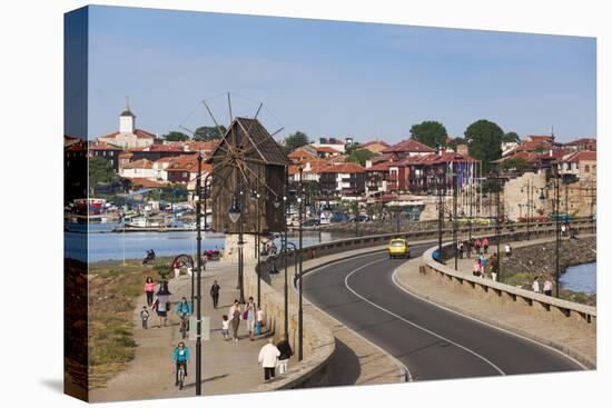 Bulgaria, Black Sea Coast, Nesebar, Old Windmill on the Waterfront-Walter Bibikow-Premier Image Canvas