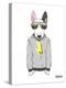 Bull Terrier in City Style-Olga Angellos-Stretched Canvas