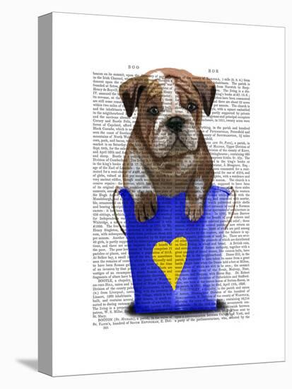 Bulldog Bucket of Love Blue-Fab Funky-Stretched Canvas