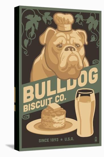 Bulldog - Retro Bisquit Ad-Lantern Press-Stretched Canvas