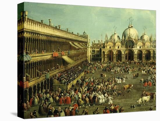 Bullfight in St Mark's Square, Venice, Italy, by Canaletto and Giovanni Battista Cimaroli-Canaletto-Premier Image Canvas