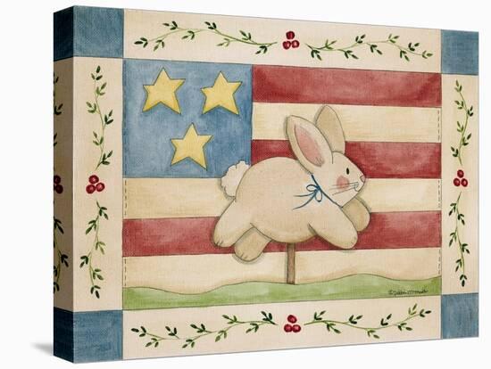 Bunny with Flag Background-Debbie McMaster-Premier Image Canvas