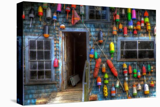 Buoys on an Old Shed at Bass Harbor, Bernard, Maine, USA-Joanne Wells-Premier Image Canvas