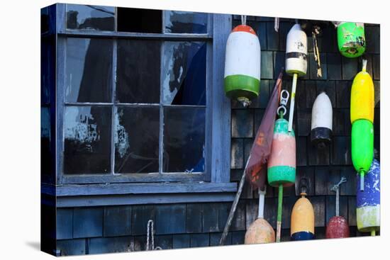Buoys on an Old Shed at Bernard, Maine, USA-Joanne Wells-Premier Image Canvas