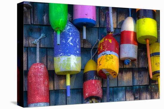 Buoys on an Old Shed at Bernard, Maine, USA-Joanne Wells-Premier Image Canvas