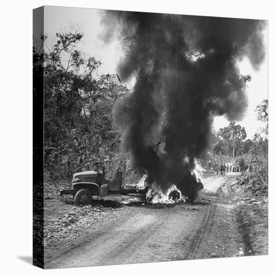 Buring Diesel Truck on the Ledo Road, Burma, July 1944-Bernard Hoffman-Premier Image Canvas