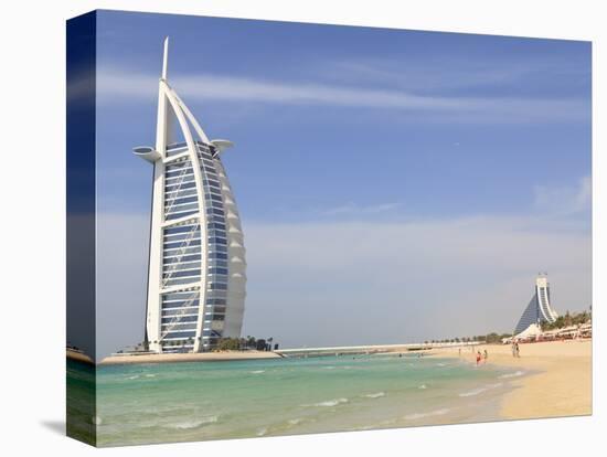 Burj Al Arab and Jumeirah Beach Hotels, Jumeirah Beach, Dubai, United Arab Emirates, Middle East-Amanda Hall-Premier Image Canvas