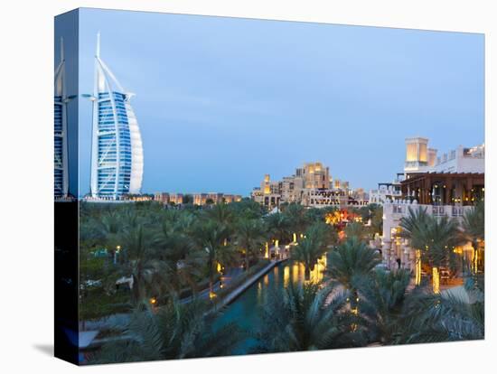 Burj Al Arab and Madinat Jumeirah Hotels at Dusk, Dubai, United Arab Emirates, Middle East-Amanda Hall-Premier Image Canvas