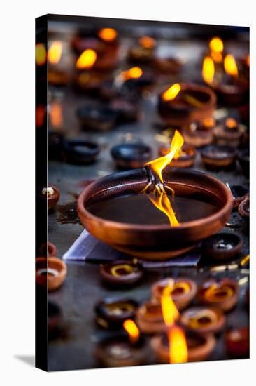 Burning Candles in the Indian Temple during Diwali, The Festival of Lights-Andrey Armyagov-Premier Image Canvas