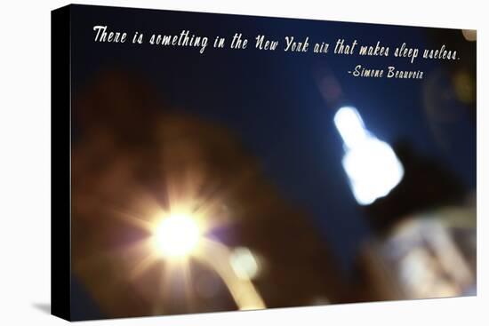 Burred Image of Empire State Building in NYC with Simon Beauvior Quote-null-Stretched Canvas