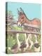 Burro Talking to Geese-null-Stretched Canvas