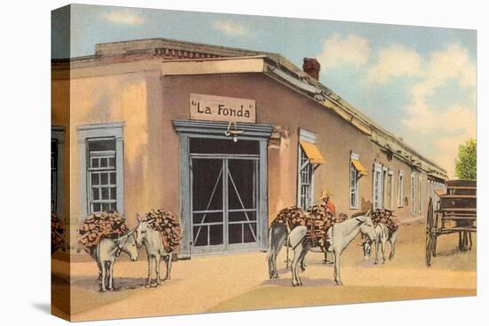 Burros with Firewood, La Fonda, Santa Fe, New Mexico-null-Stretched Canvas