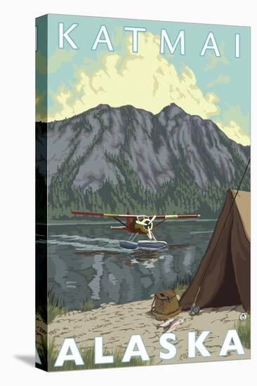 Bush Plane & Fishing, Katmai, Alaska-Lantern Press-Stretched Canvas