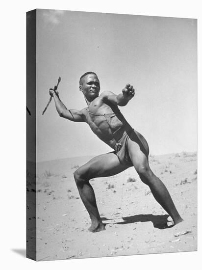 Bushman Throwing His Spear at a Winded Gemsbok-null-Premier Image Canvas