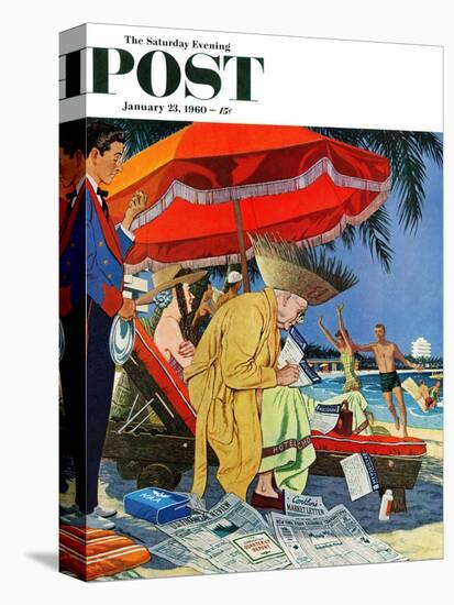 "Business at the Beach," Saturday Evening Post Cover, January 23, 1960-James Williamson-Premier Image Canvas