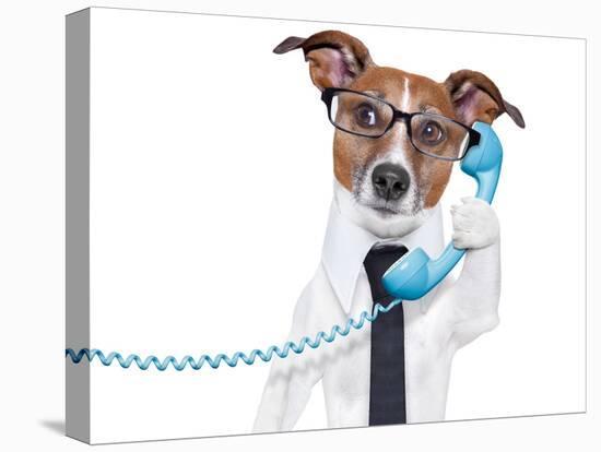 Business Dog On The Phone-Javier Brosch-Premier Image Canvas