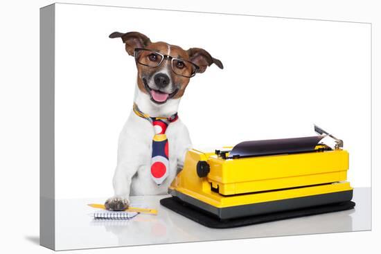 Business Dog Typewriter-Javier Brosch-Premier Image Canvas