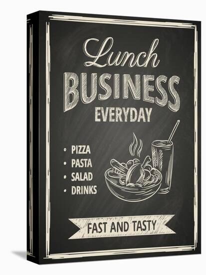 Business Lunch Poster on Blackboard-hoverfly-Stretched Canvas