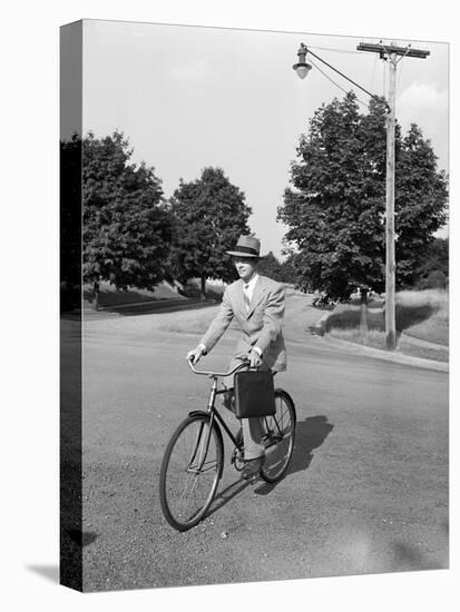 Business Man Riding Bicycle-Philip Gendreau-Premier Image Canvas