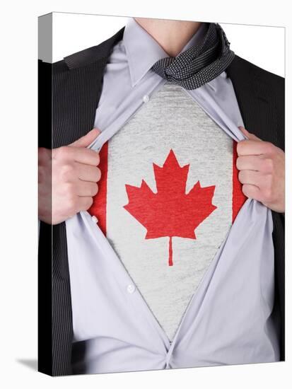 Business Man With Canadian Flag T-Shirt-IJdema-Stretched Canvas