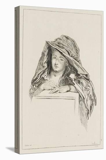 Buste de femme encapuchonnée dans une mante-Jean Antoine Watteau-Premier Image Canvas