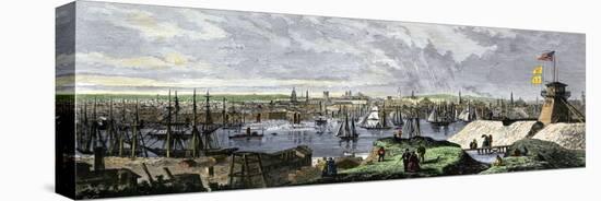 Busy Port of Baltimore, Maryland, 1870s, Viewed From Federal Hill-null-Premier Image Canvas