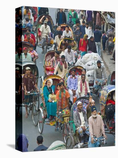 Busy Rickshaw Traffic on a Street Crossing in Dhaka, Bangladesh, Asia-Michael Runkel-Premier Image Canvas