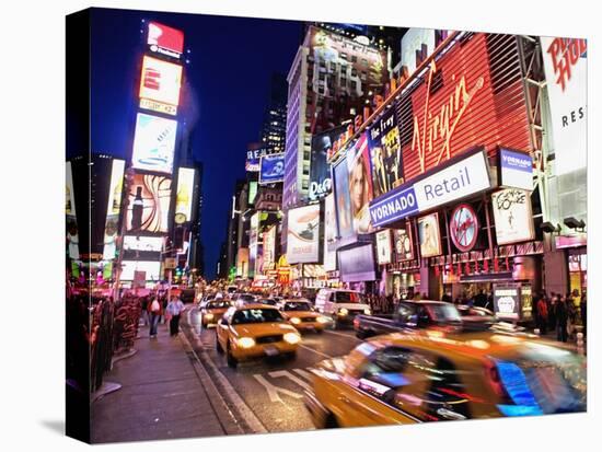 Busy Times Square at Night-Alan Schein-Stretched Canvas