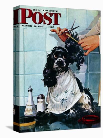 "Butch's Haircut," Saturday Evening Post Cover, January 31, 1948-Albert Staehle-Premier Image Canvas