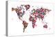 Butterflies Map of the World-Michael Tompsett-Stretched Canvas