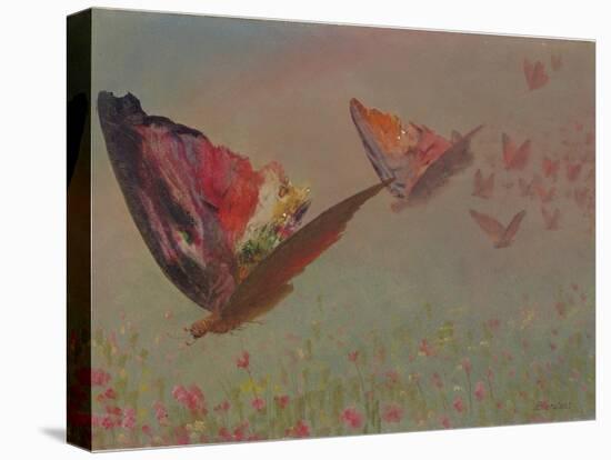 Butterflies with Riders-Albert Bierstadt-Premier Image Canvas