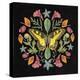 Butterfly Mandala III Black-Wild Apple Portfolio-Stretched Canvas