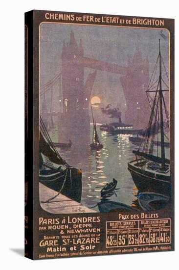 By Rail and Sea from Paris to Brighton or London Featuring the Thames and Tower Bridge-René Péan-Premier Image Canvas