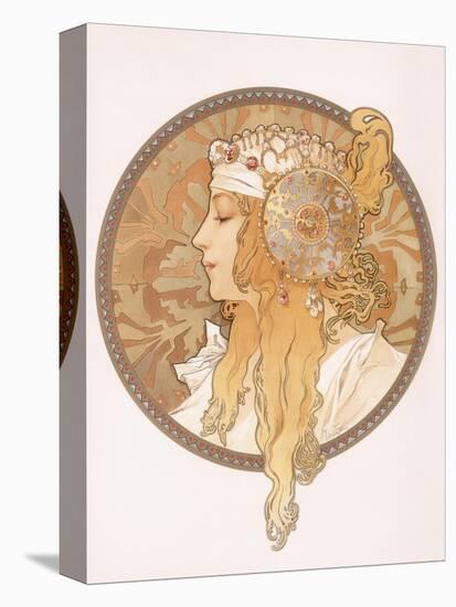 Byzantine Head of a Blond Maiden; Tete Byzantine D'Une Femme Blonde, C.1897 (Lithograph in Colours)-Alphonse Mucha-Premier Image Canvas