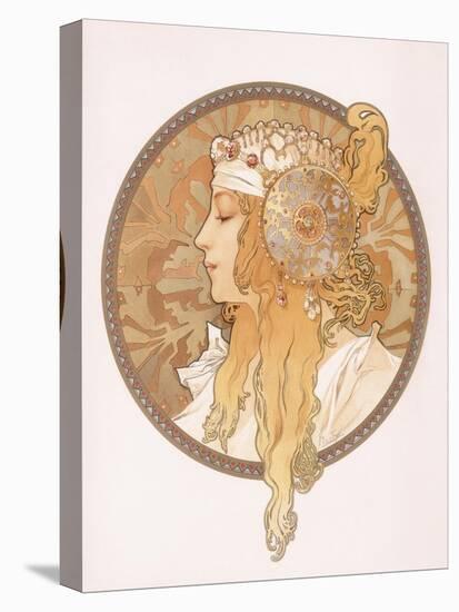 Byzantine Head of a Blond Maiden; Tete Byzantine D'Une Femme Blonde, C.1897 (Lithograph in Colours)-Alphonse Mucha-Premier Image Canvas