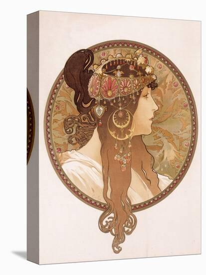 Byzantine Head of a Brunette; Tete Byzantine D'Une Brunette, C.1897 (Lithograph in Colours)-Alphonse Mucha-Premier Image Canvas