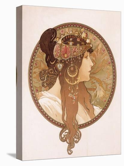 Byzantine Head of a Brunette; Tete Byzantine D'Une Brunette, C.1897 (Lithograph in Colours)-Alphonse Mucha-Premier Image Canvas