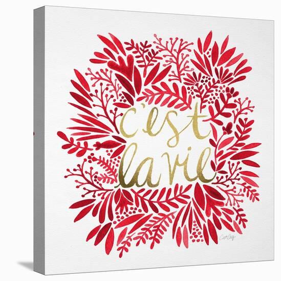 C'est La Vie in Red and Gold-Cat Coquillette-Stretched Canvas