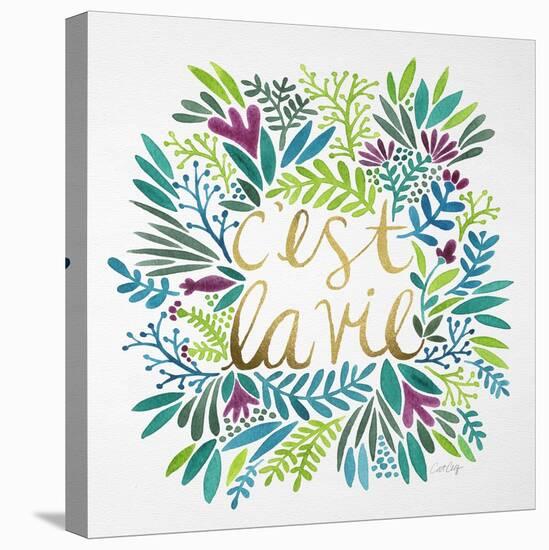 C'est La Vie in Watercolor-Coquillette Cat-Stretched Canvas